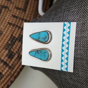 Beautiful Native American Navajo Turquoise & Sterling Earrings